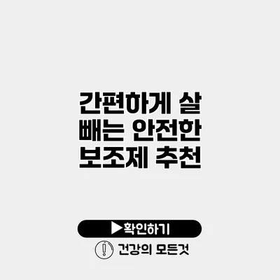 간편하게 살 빼는 안전한 보조제 추천
