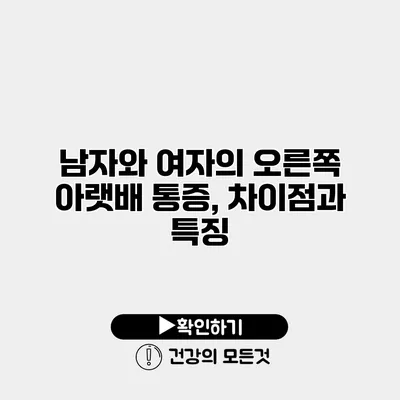 남자와 여자의 오른쪽 아랫배 통증, 차이점과 특징