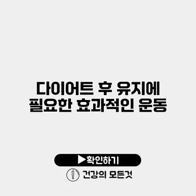 다이어트 후 유지에 필요한 효과적인 운동