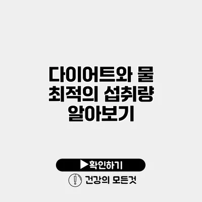 다이어트와 물 최적의 섭취량 알아보기
