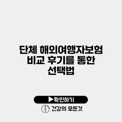 단체 해외여행자보험 비교 후기를 통한 선택법