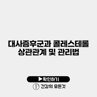 대사증후군과 콜레스테롤 상관관계 및 관리법