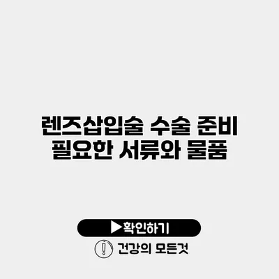 렌즈삽입술 수술 준비 필요한 서류와 물품
