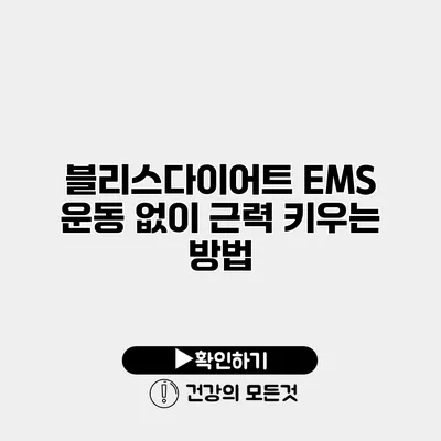 블리스다이어트 EMS 운동 없이 근력 키우는 방법