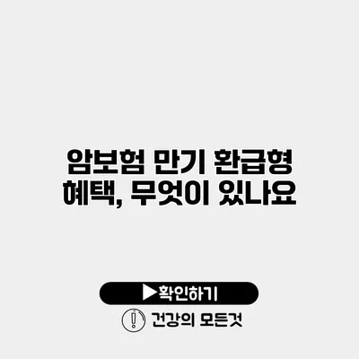 암보험 만기 환급형 혜택, 무엇이 있나요?