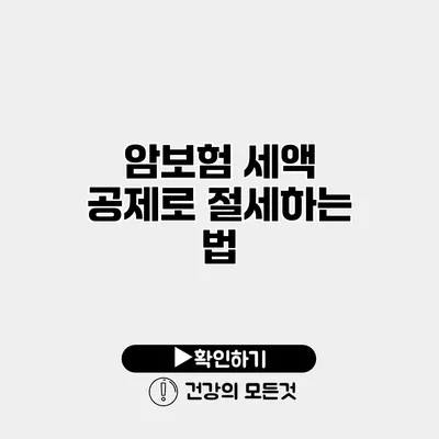 암보험 세액 공제로 절세하는 법