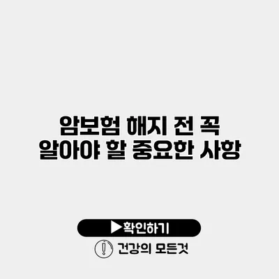 암보험 해지 전 꼭 알아야 할 중요한 사항