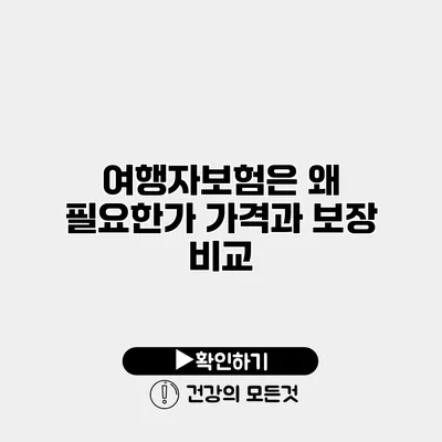 여행자보험은 왜 필요한가? 가격과 보장 비교
