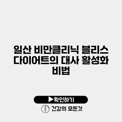일산 비만클리닉 블리스 다이어트의 대사 활성화 비법
