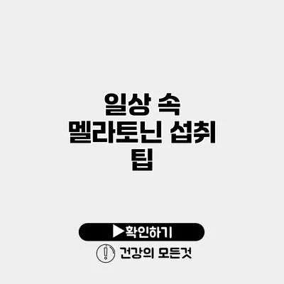 일상 속 멜라토닌 섭취 팁