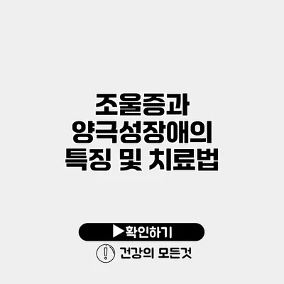 조울증과 양극성장애의 특징 및 치료법