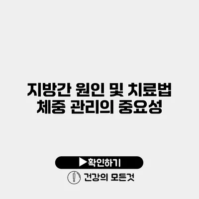 지방간 원인 및 치료법 체중 관리의 중요성