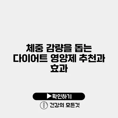 체중 감량을 돕는 다이어트 영양제 추천과 효과