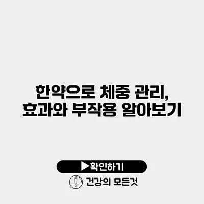 한약으로 체중 관리, 효과와 부작용 알아보기