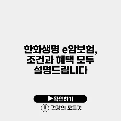 한화생명 e암보험, 조건과 혜택 모두 설명드립니다