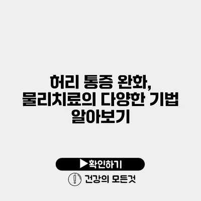 허리 통증 완화, 물리치료의 다양한 기법 알아보기