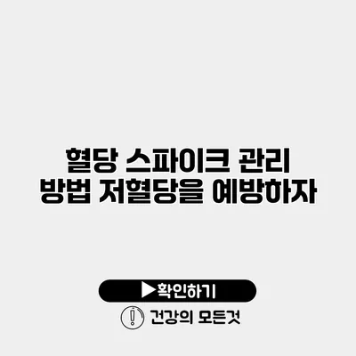 혈당 스파이크 관리 방법 저혈당을 예방하자