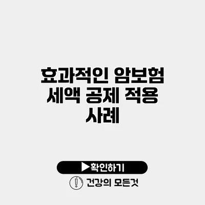 효과적인 암보험 세액 공제 적용 사례