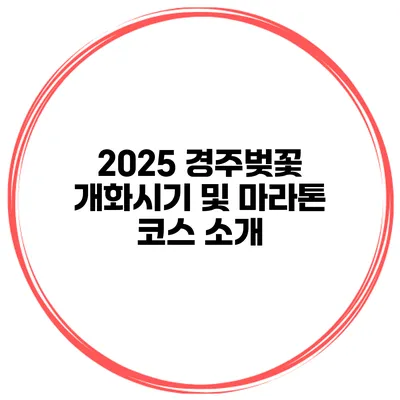 2025 경주벚꽃 개화시기 및 마라톤 코스 소개