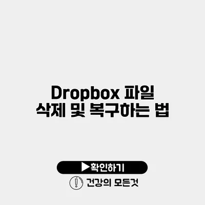Dropbox 파일 삭제 및 복구하는 법