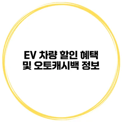 EV 차량 할인 혜택 및 오토캐시백 정보