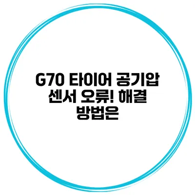 G70 타이어 공기압 센서 오류! 해결 방법은?