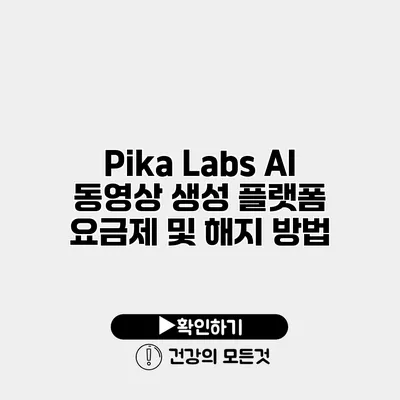 Pika Labs AI 동영상 생성 플랫폼 요금제 및 해지 방법