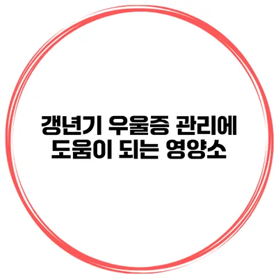 갱년기 우울증 관리에 도움이 되는 영양소