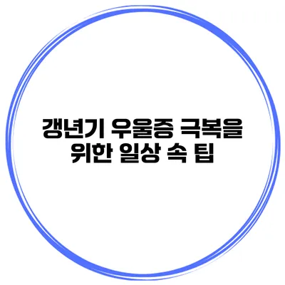 갱년기 우울증 극복을 위한 일상 속 팁