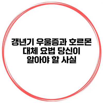 갱년기 우울증과 호르몬 대체 요법: 당신이 알아야 할 사실