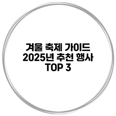 겨울 축제 가이드 2025년 추천 행사 TOP 3