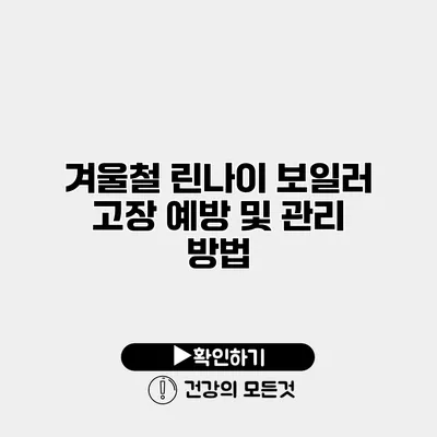 겨울철 린나이 보일러 고장 예방 및 관리 방법