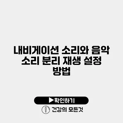 내비게이션 소리와 음악 소리 분리 재생 설정 방법