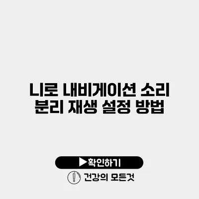 니로 내비게이션 소리 분리 재생 설정 방법