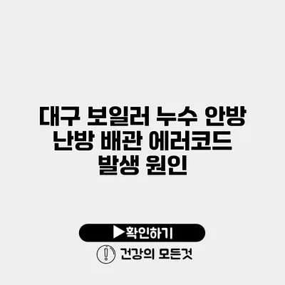 대구 보일러 누수 안방 난방 배관 에러코드 발생 원인
