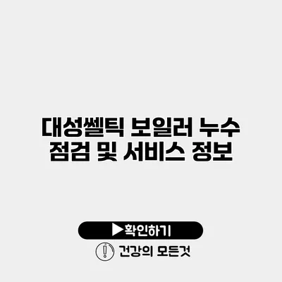 대성쎌틱 보일러 누수 점검 및 서비스 정보