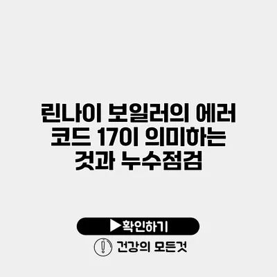 린나이 보일러의 에러 코드 17이 의미하는 것과 누수점검