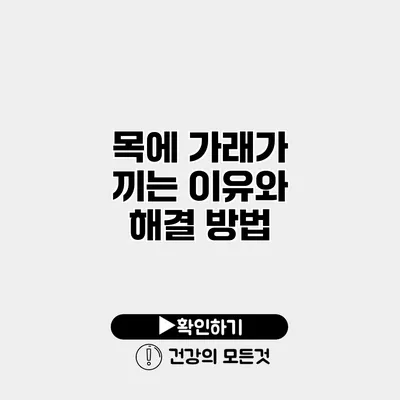 목에 가래가 끼는 이유와 해결 방법