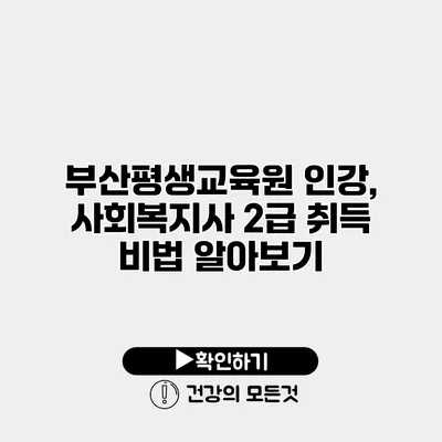 부산평생교육원 인강, 사회복지사 2급 취득 비법 알아보기
