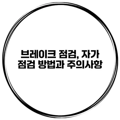 브레이크 점검, 자가 점검 방법과 주의사항
