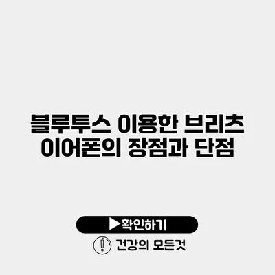 블루투스 이용한 브리츠 이어폰의 장점과 단점