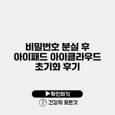 비밀번호 분실 후 아이패드 아이클라우드 초기화 후기