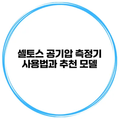 셀토스 공기압 측정기 사용법과 추천 모델