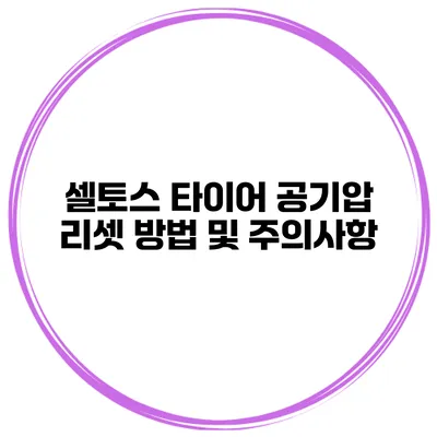 셀토스 타이어 공기압 리셋 방법 및 주의사항
