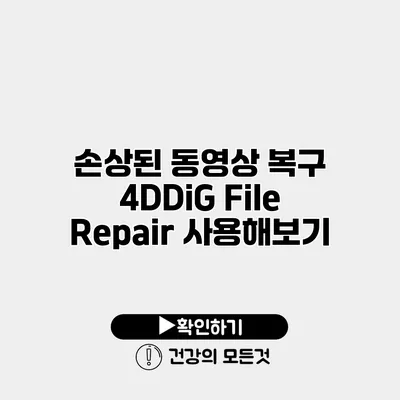 손상된 동영상 복구 4DDiG File Repair 사용해보기