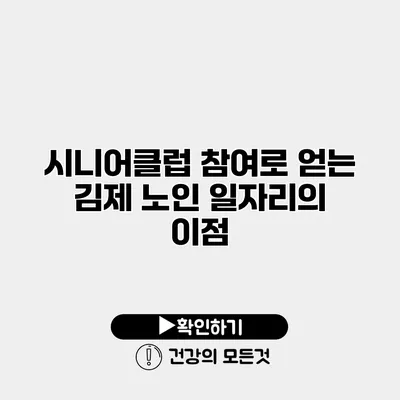 시니어클럽 참여로 얻는 김제 노인 일자리의 이점