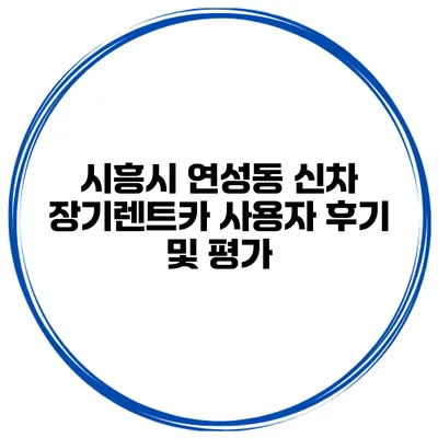 시흥시 연성동 신차 장기렌트카 사용자 후기 및 평가