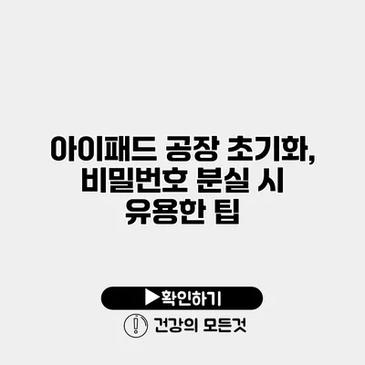 아이패드 공장 초기화, 비밀번호 분실 시 유용한 팁