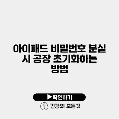 아이패드 비밀번호 분실 시 공장 초기화하는 방법
