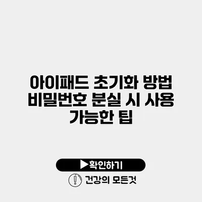 아이패드 초기화 방법 비밀번호 분실 시 사용 가능한 팁